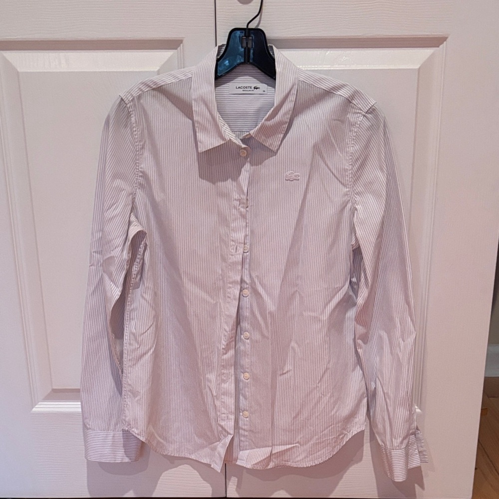 Lacoste women’s  Striped White Button Down Shirt